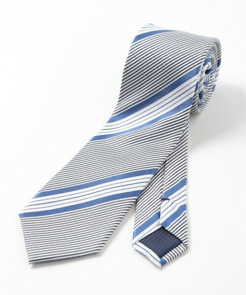 MEN'S BIGI / メンズビギ ネクタイ | サッカーストライプ柄ネクタイ（ブルー）