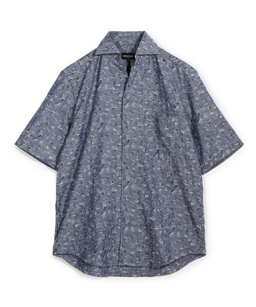 MEN'S BIGI / メンズビギ シャツ・ブラウス | ジャガードワンピースカラーハーフスリーブシャツ（ブルー）