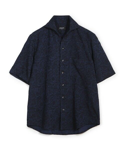 MEN'S BIGI / メンズビギ シャツ・ブラウス | ジャガードワンピースカラーハーフスリーブシャツ（ネイビー）