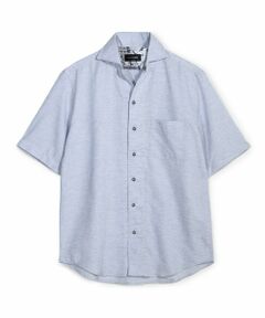 MEN'S BIGI / メンズビギ シャツ・ブラウス | ヘリンボーンワンピースカラーハーフスリーブシャツ