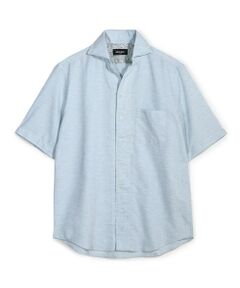 MEN'S BIGI / メンズビギ シャツ・ブラウス | ヘリンボーンワンピースカラーハーフスリーブシャツ