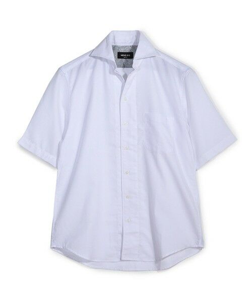 MEN'S BIGI / メンズビギ シャツ・ブラウス | ヘリンボーンワンピースカラーハーフスリーブシャツ（ホワイト）