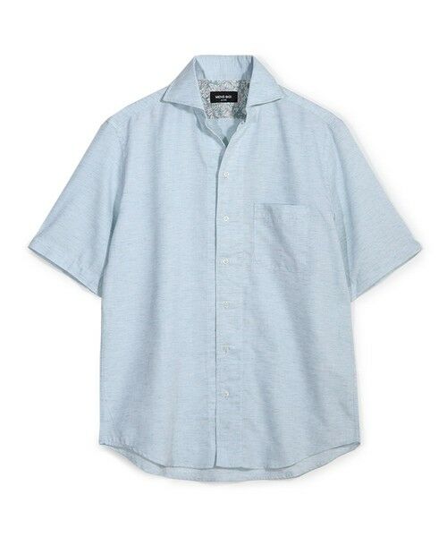 MEN'S BIGI / メンズビギ シャツ・ブラウス | ヘリンボーンワンピースカラーハーフスリーブシャツ（グリーン）