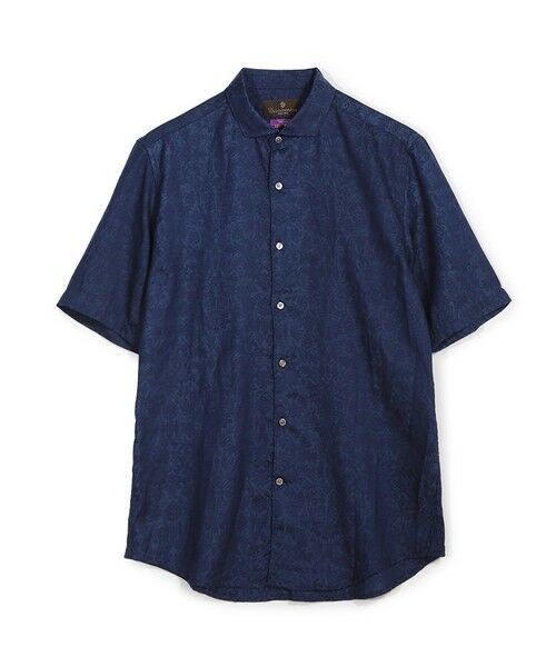 MEN'S BIGI / メンズビギ シャツ・ブラウス | 【LIBERTY/リバティー】フラワージャガードハーフスリーブシャツ（ネイビー）