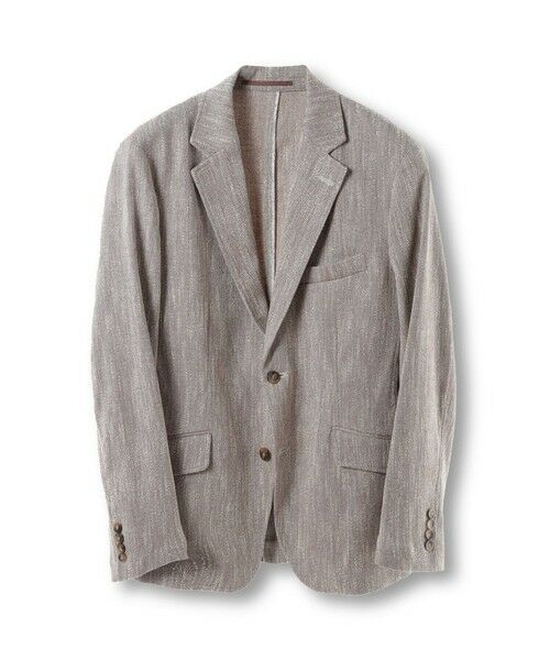 MEN'S BIGI / メンズビギ テーラードジャケット | リネン調スラブメランジジャケット（ブラウン）