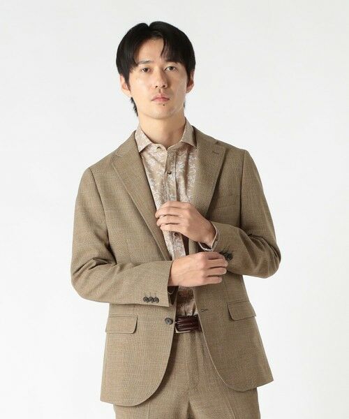 MEN'S BIGI / メンズビギ テーラードジャケット | ウーリーノ千鳥格子柄テーラードジャケット（ベージュ）