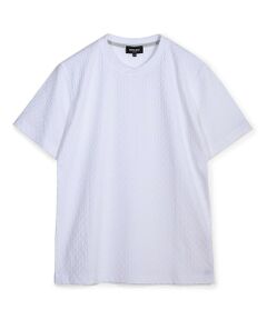 MEN'S BIGI / メンズビギ Tシャツ | シルケット加工 変形千鳥柄リンクスTEE