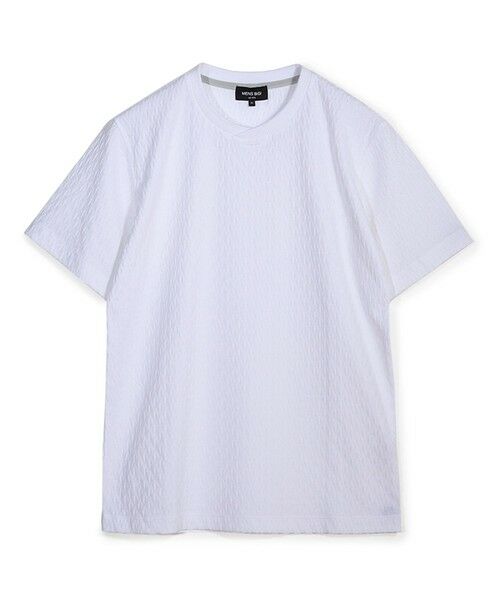 MEN'S BIGI / メンズビギ Tシャツ | シルケット加工 変形千鳥柄リンクスTEE(ホワイト)
