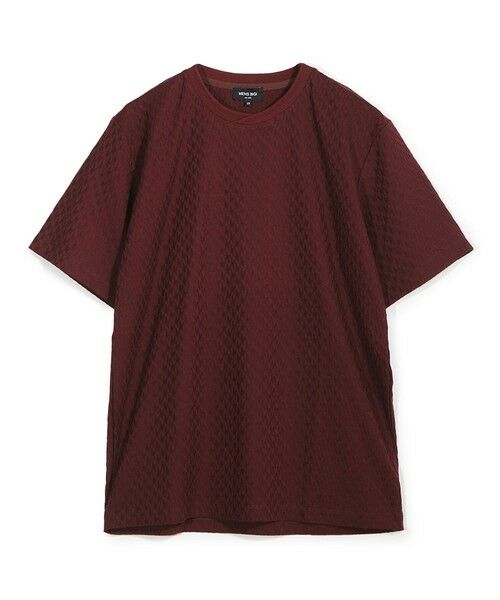 MEN'S BIGI / メンズビギ Tシャツ | シルケット加工 変形千鳥柄リンクスTEE(ボルドー)