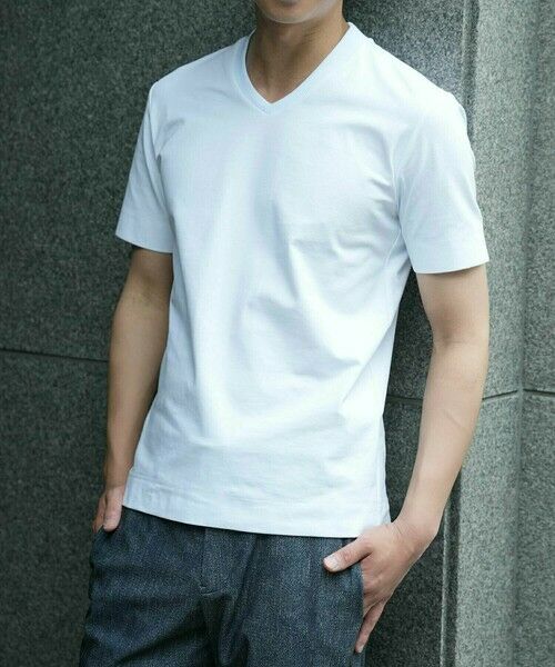 MEN'S BIGI / メンズビギ Tシャツ | 【ACTIVE TAILOR/アクティブテイラー】シルケットスムースVネックTシャツ＜接触冷感 / UVカット＞ | 詳細1
