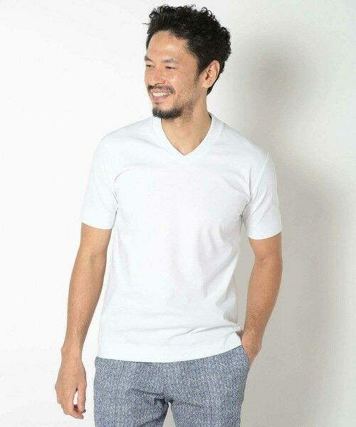 MEN'S BIGI / メンズビギ Tシャツ | 【ACTIVE TAILOR/アクティブテイラー】シルケットスムースVネックTシャツ＜接触冷感 / UVカット＞ | 詳細3