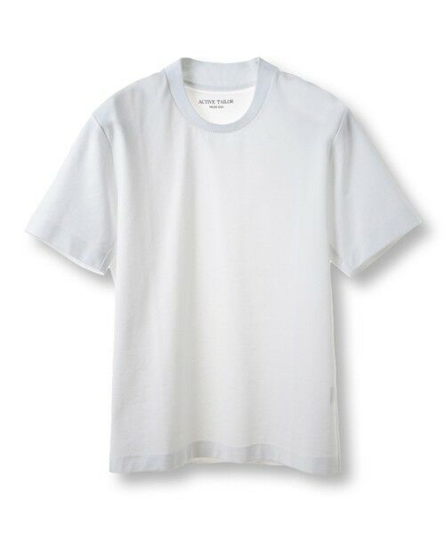 MEN'S BIGI / メンズビギ Tシャツ | 【ACTIVE TAILOR/アクティブテイラー】シルケットスムースクルーネックTシャツ＜接触冷感 / UVカット＞（ホワイト）
