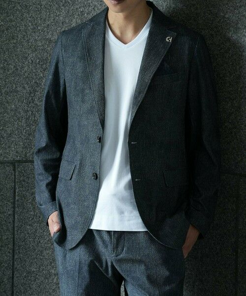 MEN'S BIGI / メンズビギ テーラードジャケット | 【COLE HAAN/コール ハーン】別注 トリコットメッシュデニムプリントジャケット＜吸水速乾/EASY CARE＞ | 詳細3