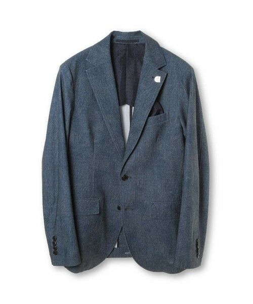 MEN'S BIGI / メンズビギ テーラードジャケット | 【COLE HAAN/コール ハーン】別注 トリコットメッシュデニムプリントジャケット＜吸水速乾/EASY CARE＞（ブルー）