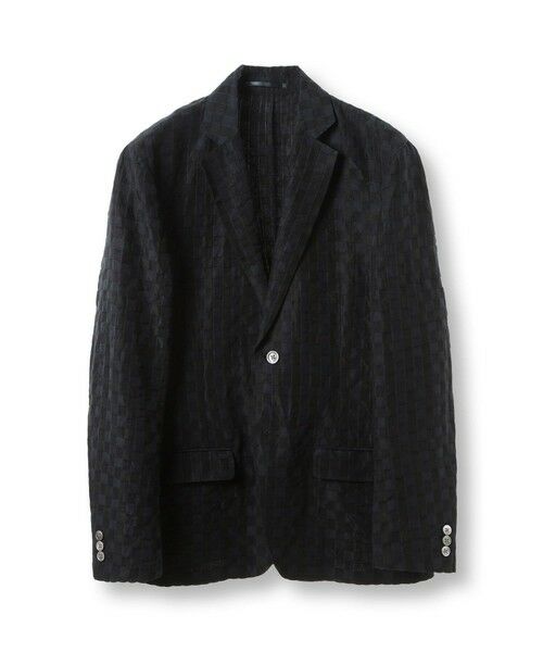 MEN'S BIGI / メンズビギ テーラードジャケット | リネン混ジャカードライトジャケット<ドライタッチ>（ネイビー）
