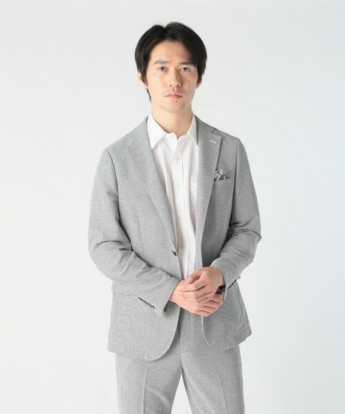 MEN'S BIGI / メンズビギ テーラードジャケット | 千鳥柄カラミストレッチジャケット（ホワイト系）