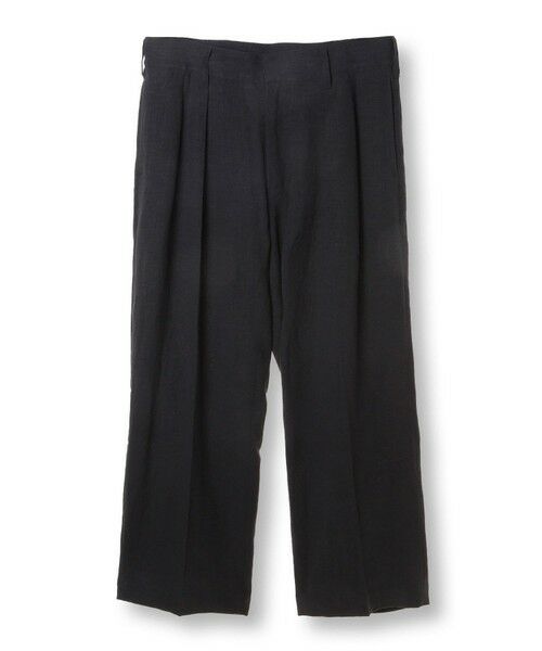 MEN'S BIGI / メンズビギ スラックス・ドレスパンツ | リネンミックスワイドスラックスパンツ（ネイビー）