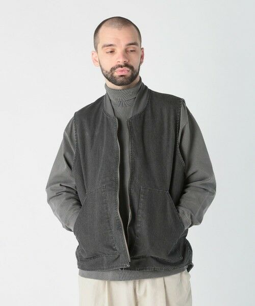 MEN'S BIGI / メンズビギ ベスト | リバーシブルワークベスト（ブラック）