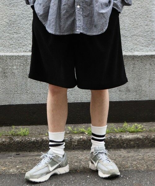 MEN'S BIGI / メンズビギ ショート・ハーフ・半端丈パンツ | サマーコーデュロイワイドハーフパンツ（ブラック）