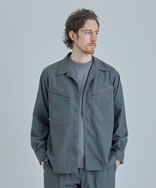 MEN'S BIGI / メンズビギ シャツ・ブラウス | ウールツイル オープンカラーワークシャツ | 詳細1