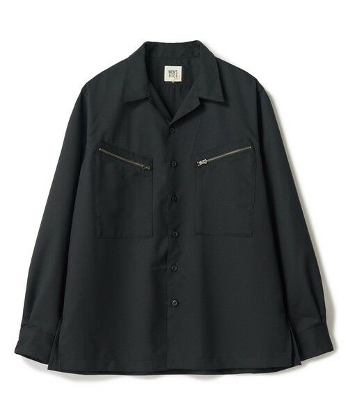 MEN'S BIGI / メンズビギ シャツ・ブラウス | ウールツイル オープンカラーワークシャツ（ブラック）