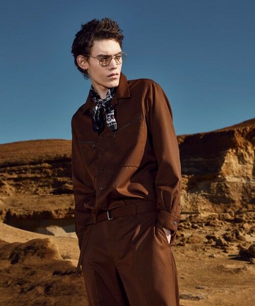 MEN'S BIGI / メンズビギ シャツ・ブラウス | ウールツイル オープンカラーワークシャツ | 詳細11