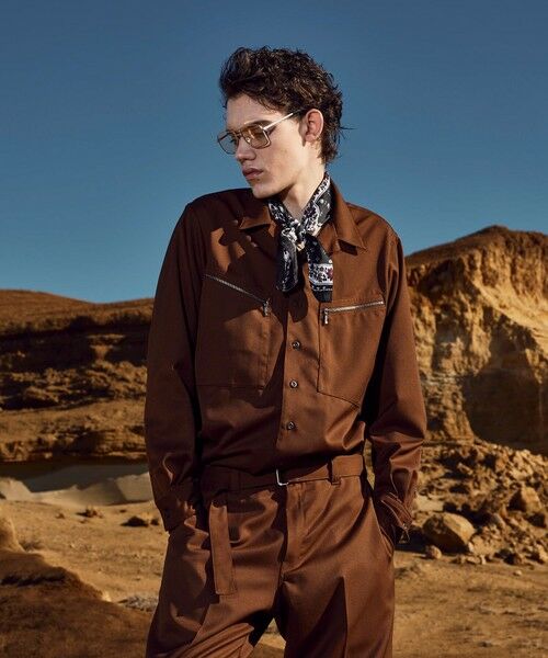 MEN'S BIGI / メンズビギ シャツ・ブラウス | ウールツイル オープンカラーワークシャツ | 詳細13