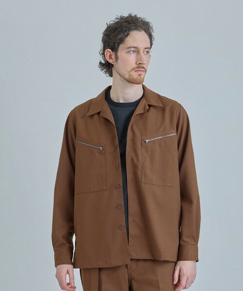 MEN'S BIGI / メンズビギ シャツ・ブラウス | ウールツイル オープンカラーワークシャツ | 詳細11