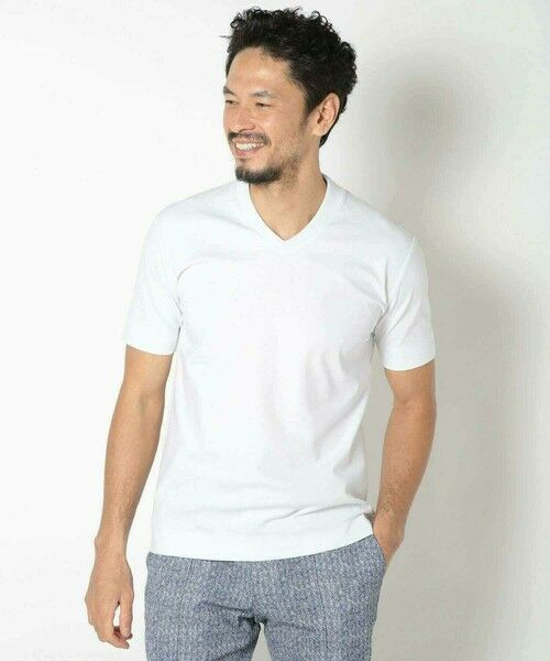 MEN'S BIGI / メンズビギ Tシャツ | 【ACTIVE TAILOR/アクティブテイラー】シルケットスムースVネックTシャツ＜接触冷感 / UVカット＞ | 詳細1