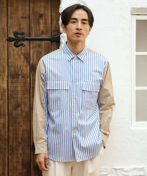 MEN'S BIGI / メンズビギ シャツ・ブラウス | 切り替えCPOシャツ（ブルー系）