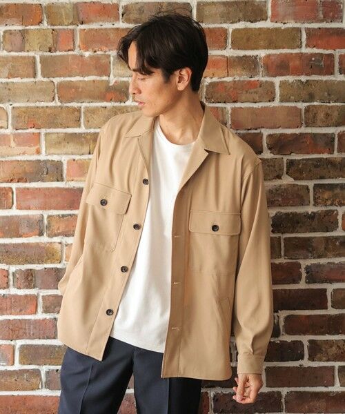 MEN'S BIGI / メンズビギ シャツ・ブラウス | 【リンクルフリー】CPOシャツジャケット「セットアップ可能」形態安定/ウォッシャブル（ベージュ）