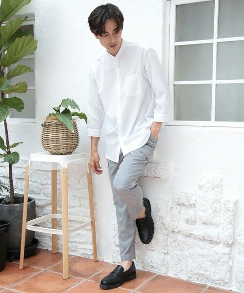 MEN'S BIGI / メンズビギ シャツ・ブラウス | ７分袖ストライプバンドカラーシャツ | 詳細1