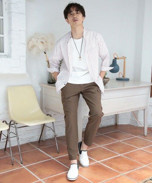 MEN'S BIGI / メンズビギ シャツ・ブラウス | ７分袖ストライプバンドカラーシャツ | 詳細4