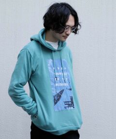 MEN'S BIGI / メンズビギ スウェット | デニム刺繍プリント裏起毛フーディー