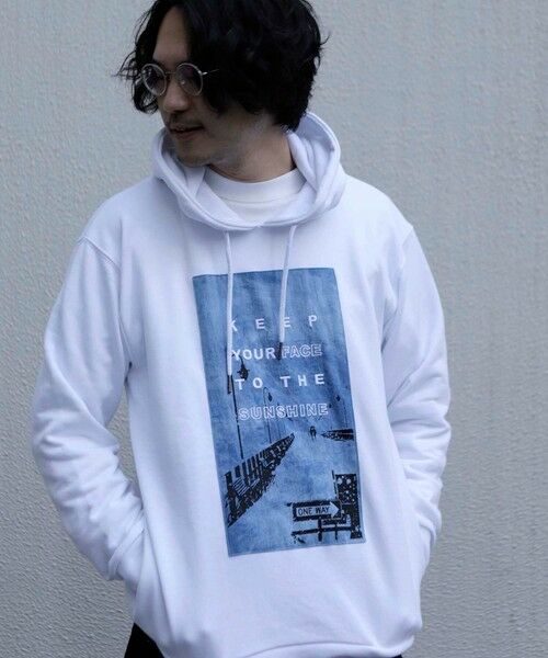 MEN'S BIGI / メンズビギ スウェット | デニム刺繍プリント裏起毛フーディー | 詳細1