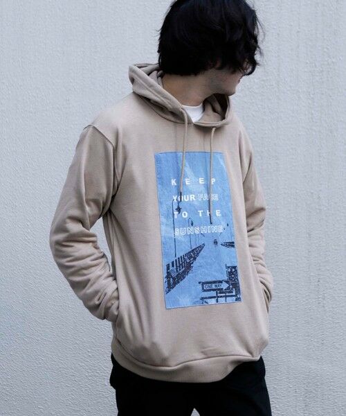 MEN'S BIGI / メンズビギ スウェット | デニム刺繍プリント裏起毛フーディー | 詳細4