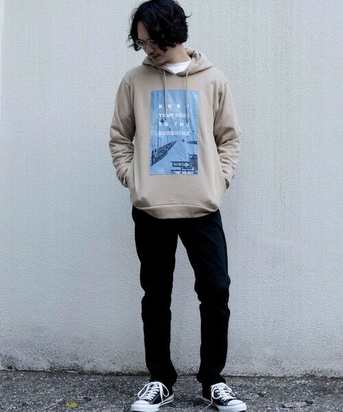 MEN'S BIGI / メンズビギ スウェット | デニム刺繍プリント裏起毛フーディー | 詳細5