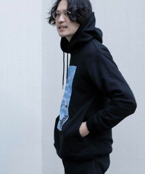 MEN'S BIGI / メンズビギ スウェット | デニム刺繍プリント裏起毛フーディー | 詳細9