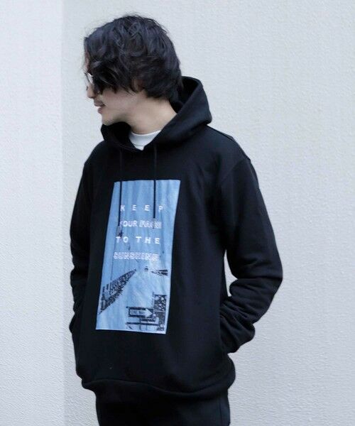 MEN'S BIGI / メンズビギ スウェット | デニム刺繍プリント裏起毛フーディー | 詳細11