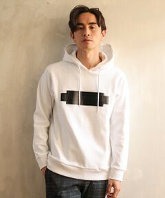 MEN'S BIGI / メンズビギ スウェット | プレートプリントパーカー