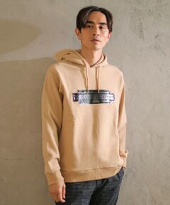 MEN'S BIGI / メンズビギ スウェット | プレートプリントパーカー