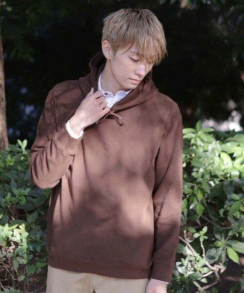 MEN'S BIGI / メンズビギ スウェット | 裏起毛プルオーバーフーディー（ブラウン）