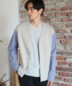 MEN'S BIGI / メンズビギ カーディガン・ボレロ | ドッキングデザインカーディガン【ストレッチ】