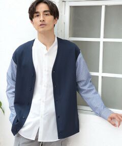 MEN'S BIGI / メンズビギ カーディガン・ボレロ | ドッキングデザインカーディガン【ストレッチ】