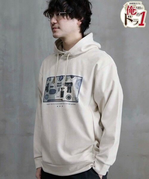 MEN'S BIGI / メンズビギ Tシャツ | ストレッチスウェード昇華転写プリントパーカー | 詳細4