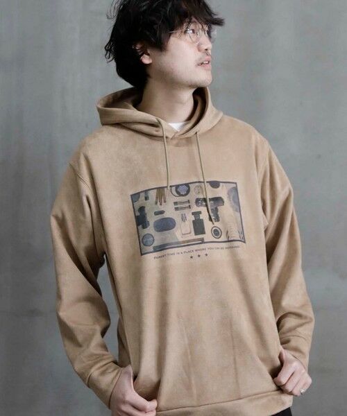 MEN'S BIGI / メンズビギ Tシャツ | ストレッチスウェード昇華転写プリントパーカー | 詳細10