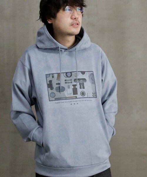 MEN'S BIGI / メンズビギ Tシャツ | ストレッチスウェード昇華転写プリントパーカー | 詳細12