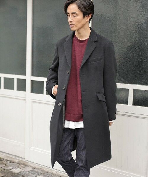 MEN'S BIGI / メンズビギ その他アウター | 中空糸メルトンチェスターコート（ブラック）