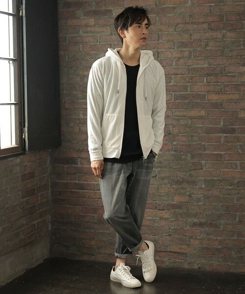 MEN'S BIGI / メンズビギ スウェット | ベロアストライプパーカー | 詳細1