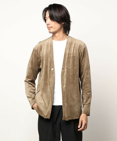 MEN'S BIGI / メンズビギ Tシャツ | リップルベロアカットソー（グレー系）